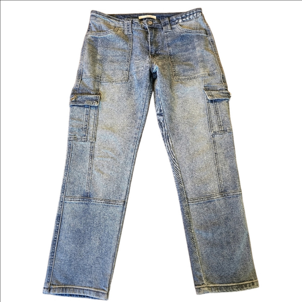KanCan Light Wash Cargo Straight Leg Jeans Size 9/28